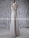 Chiffon Empire V-neck Floor-length with Appliques Lace Bridesmaid Dresses #DOB01013259