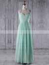 Chiffon A-line V-neck Floor-length with Ruffles Bridesmaid Dresses #DOB01013265