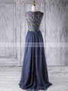 Chiffon A-line Scoop Neck Floor-length with Lace Bridesmaid Dresses #DOB01013273