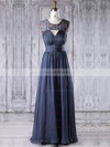 Chiffon A-line Scoop Neck Floor-length with Lace Bridesmaid Dresses #DOB01013273