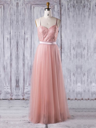 Lace Tulle A-line Sweetheart Floor-length with Sashes / Ribbons Bridesmaid Dresses #DOB01013279