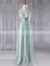 Chiffon A-line V-neck Floor-length with Sashes / Ribbons Bridesmaid Dresses #DOB01013281