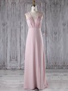 Lace Chiffon A-line V-neck Floor-length with Ruffles Bridesmaid Dresses #DOB01013282