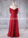Chiffon A-line Off-the-shoulder Floor-length with Ruffles Bridesmaid Dresses #DOB01013284