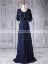 Lace Chiffon A-line V-neck Sweep Train with Sequins Bridesmaid Dresses #DOB01013290