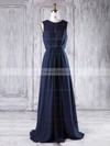 Lace Chiffon A-line Scoop Neck Floor-length with Sequins Bridesmaid Dresses #DOB01013292