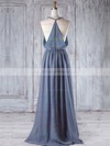 Chiffon A-line V-neck Floor-length with Ruffles Bridesmaid Dresses #DOB01013293