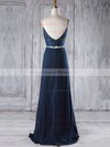 Chiffon A-line V-neck Floor-length with Lace Bridesmaid Dresses #DOB01013294