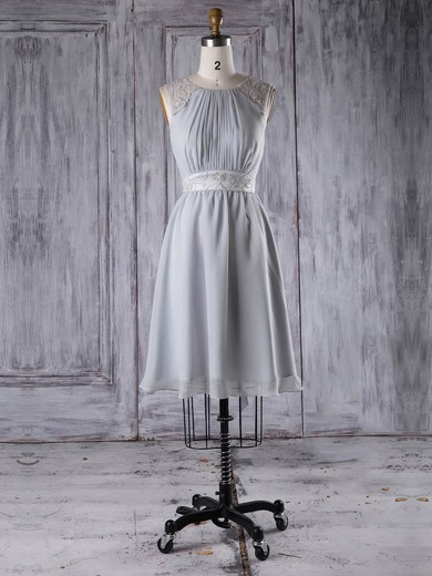 Chiffon A-line Scoop Neck Short/Mini with Sashes / Ribbons Bridesmaid Dresses #DOB01013295