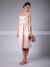 Bateau Sheath/Column Tea-length Satin Sashes/Ribbons Bridesmaid Dresses #DOB02013678