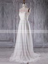 Lace Chiffon A-line Scoop Neck Sweep Train with Ruffles Bridesmaid Dresses #DOB01013297