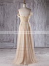 Tulle A-line V-neck Floor-length with Lace Bridesmaid Dresses #DOB01013302