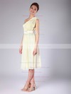 One Shoulder Sheath/Column Knee-length Chiffon Pleats Bridesmaid Dresses #DOB02013683