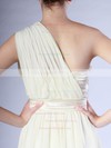 One Shoulder Sheath/Column Knee-length Chiffon Pleats Bridesmaid Dresses #DOB02013683
