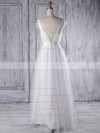 Tulle A-line V-neck Floor-length with Sashes / Ribbons Bridesmaid Dresses #DOB01013315