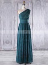 Lace A-line One Shoulder Floor-length with Ruffles Bridesmaid Dresses #DOB01013318