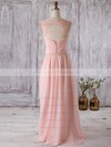 Chiffon Tulle A-line Scoop Neck Floor-length with Appliques Lace Bridesmaid Dresses #DOB01013321