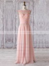 Chiffon Tulle A-line Scoop Neck Floor-length with Appliques Lace Bridesmaid Dresses #DOB01013321