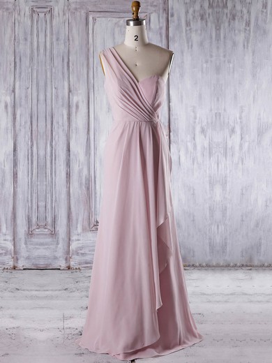 Chiffon A-line One Shoulder Floor-length with Ruffles Bridesmaid Dresses #DOB01013324
