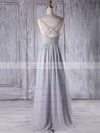 Chiffon Tulle A-line V-neck Floor-length with Pearl Detailing Bridesmaid Dresses #DOB01013331