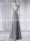 Lace Chiffon Empire V-neck Floor-length with Beading Bridesmaid Dresses #DOB01013343