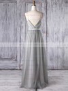 Tulle A-line V-neck Floor-length with Sashes / Ribbons Bridesmaid Dresses #DOB01013347