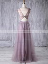 Lace Tulle A-line Scoop Neck Floor-length with Criss Cross Bridesmaid Dresses #DOB01013350