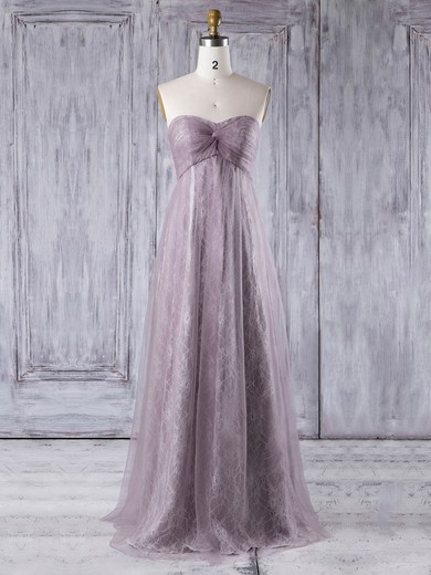 Lace Tulle Empire Sweetheart Floor-length with Criss Cross Bridesmaid Dresses #DOB01013355