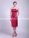 Strapless Sheath/Column Knee-length Satin Ruched Bridesmaid Dresses #DOB01012017