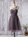 Tulle A-line One Shoulder Short/Mini with Ruffles Bridesmaid Dresses #DOB01013360