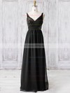 Chiffon A-line V-neck Floor-length with Sequins Bridesmaid Dresses #DOB01013365