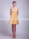 V-neck A-line Short/Mini Taffeta Ruffles Bridesmaid Dresses #DOB01012020