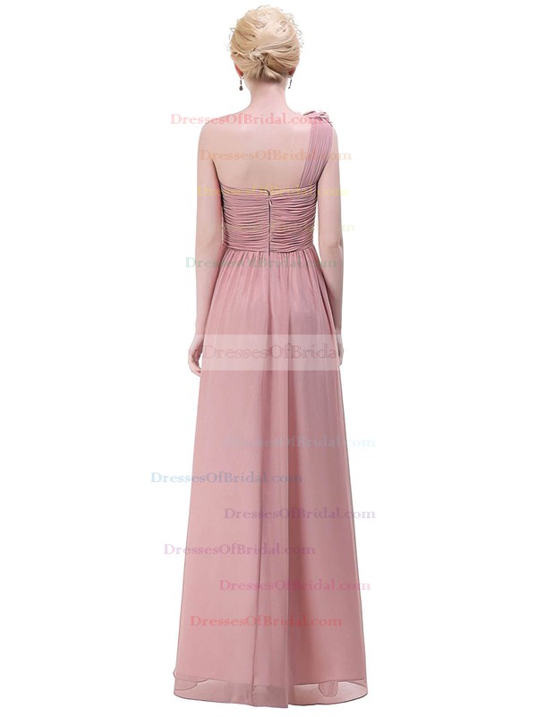 Chiffon Empire One Shoulder Floor-length with Flower(s) Bridesmaid Dresses #DOB01013374