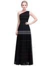 Chiffon A-line One Shoulder Ankle-length with Beading Bridesmaid Dresses #DOB01013375