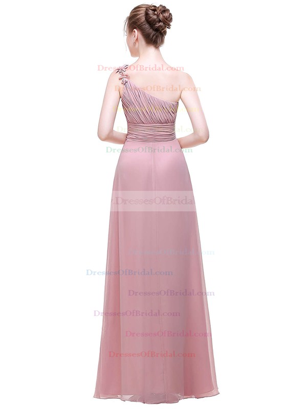 Chiffon A-line One Shoulder Floor-length with Flower(s) Bridesmaid Dresses #DOB01013376