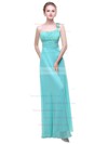 Chiffon A-line One Shoulder Floor-length with Flower(s) Bridesmaid Dresses #DOB01013376