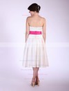 Strapless A-line Tea-length Satin Sashes/Ribbons Bridesmaid Dresses #DOB01012029