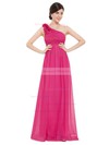 Chiffon Empire One Shoulder Ankle-length with Flower(s) Bridesmaid Dresses #DOB01013377