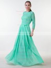Lace Chiffon A-line Scoop Neck Floor-length with Sashes / Ribbons Bridesmaid Dresses #DOB01013381