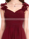 Chiffon A-line V-neck Floor-length with Flower(s) Bridesmaid Dresses #DOB01013393