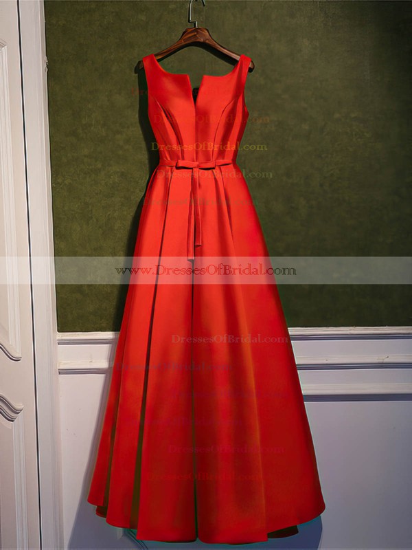 Satin A-line Scoop Neck Ankle-length with Sashes / Ribbons Bridesmaid Dresses #DOB01013400