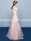 Tulle A-line Scoop Neck Floor-length with Appliques Lace Bridesmaid Dresses #DOB01013414