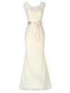 Lace Trumpet/Mermaid Scoop Neck Floor-length with Sashes / Ribbons Bridesmaid Dresses #DOB01013418