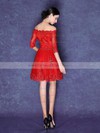Tulle A-line Off-the-shoulder Short/Mini with Appliques Lace Bridesmaid Dresses #DOB01013423