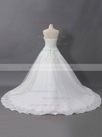 Tulle Ball Gown Sweetheart Court Train with Sequins Wedding Dresses #DOB00022905