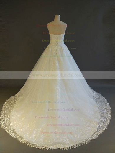 Tulle Ball Gown Sweetheart Court Train with Pearl Detailing Wedding Dresses #DOB00022908