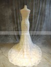 Tulle Trumpet/Mermaid Sweetheart Sweep Train with Appliques Lace Wedding Dresses #DOB00022915