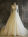 Tulle Ball Gown Scoop Neck Chapel Train with Sequins Wedding Dresses #DOB00022917