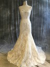 Tulle Lace Trumpet/Mermaid V-neck Sweep Train with Sequins Wedding Dresses #DOB00022920