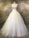 Tulle Ball Gown Strapless Court Train with Appliques Lace Wedding Dresses #DOB00022925